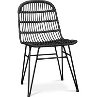 Rattan-Esszimmerstuhl - Boho-Stil - Many Schwarz