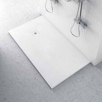 Receveur de douche plan minéral zéro 1000x1400 blanc en plan minéral avec caillebotis assorti