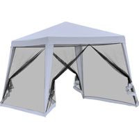Tonnelle imperméable 3x3x2.45m gris avec moustiquaire, polyester