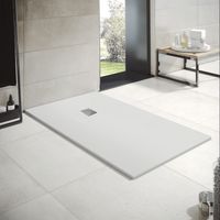 Mineralguss-Duschwanne extra flach OPTIMA Schieferoptik 4 Farben 70x180 Ablaufschutz in Chrom