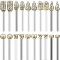 CSPARKV 20Pcs Diamond Burr Bits 1/8" Shank Compatible with Dremel for Carving Engraving Grinding Polishing Stone, Rock, Glass, Ceramic