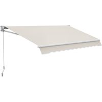 Toldo de Pared Apertura Manual de Aluminio y Poliéster UV50+ para Exterior con Manivela 200x250 cm Blanco Crema