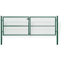 Casanoov – Portail battant grillagé 300x100cm – Acier galvanisé vert mousse – Résistant aux intempéries – Installation facile et rapide