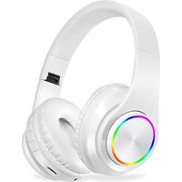 Casque sans fil à réduction de bruit - Casque sans fil rétroéclairé par LED, microphone stéréo pliable