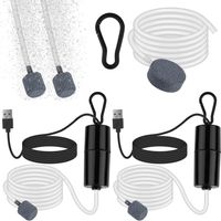 2 Pack Aquarium Air Pump, Silent Portable USB Mini Air Pump with Air Stone, 1W Fish Tank Filter Pump, Energy Saving High Efficiency Oxygen Pump