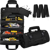 Borsa portautensili, borsa per ferramenta, borsa porta accessori in tessuto Oxford, borsa arrotolabile portatile in tela, borsa da elettricista, borsa per riporre gli attrezzi - nera