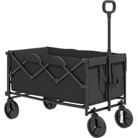 Chariot de jardin 100 kg pliable, chariot de transport extensible avec bâche amovible noir