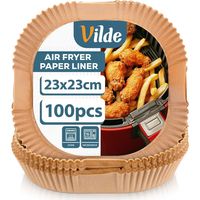 Air Fryer Paper Liners, Square, 23x23 cm, 100 Pack