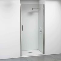 BELLOBATH – Duschabtrennung mit einer Klapptür – Ohne untere Profile – 6 mm starkes, kalkabweisendes Glas – Glänzendes Silber – Anpassbare Breite 66–69 – Höhe 195 cm