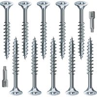 Spax Holzschrauben-SET Teilgewinde + Torx Bit 10 Größen: 4x40 4x50 4x60 4x70 5x80 5x90 5x100 5x120 6x140 6x160 WIRROX Silber