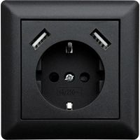 LEDmaxx USB1002 1fach Unterputz-Steckdose mit USB, erhöhter Berührungsschutz Schwarz
