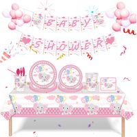 Ensemble de décoration pour baby shower éléphant rose