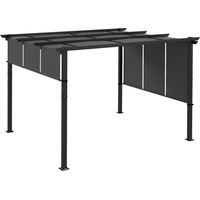 Pergola Pavilion 3,5 x 3 m avec paroi latérale et toit de terrasse, gris foncé, résistante aux intempéries, idéale pour le jardin et la terrasse.