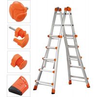 Gierre-D4120-Juego de 4 pies de escalera telescópica multifunción de aluminio EN131 (6 peldaños) - AL060