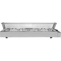 Vitrina Calienta Comida Eléctrica+5 Sártenes con Tapas de Acero Inoxidable (Capacidad 5 x 5.5L) Incluidas Calientaplatos Servidor Buffet Comida Caliente 2 Años Garantía para Cocinas Restaurantes Bares