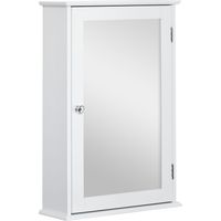 Specchio Bagno Contenitore con Anta Magnetica, Mobile Bagno con Specchio, Ripiano Regolabile, Bianco
