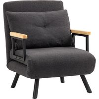 Sofá Cama Individual Plegable Silla Cama Convertible 4 en 1 Respaldo Ajustable de 5 Niveles y Almohada 63x73x81 cm Gris
