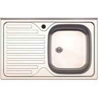 LAVELLO APPOGGIO INOX 1 VASCA DX + GOCCIOLATOIO SX 80 CM