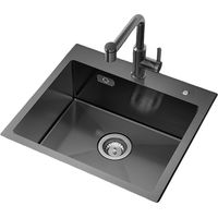 CECIPA MAX Küchenspüle aus Edelstahl 50 x 45 cm Edelstahlspüle, Einbauspüle ohne Wasserhahn, Aufsatzspüle für die Küche, Anthrazit