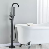 Freestanding Bath Taps Black Bath taps Bath Mixer Taps Floor Mounted Bathtub tap Bathroom Mixer 2-Handheld Shower Mixer Tap 360° Filler Spout and Hot Shower taps