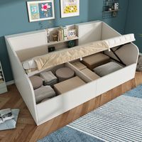 letto contenitore 90x200 con USB bianco salvaspazio HAVRYA