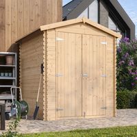 TIMBELA M320C1+M320G Gartenhaus Holz 2,82 m² Aus Kiefer/Fichte, Geräteschuppen 19 mm Wandstärke, Gerätehaus Holz für Gartenwerkzeug, Fahrradschuppen mit imprägniertem Holzboden