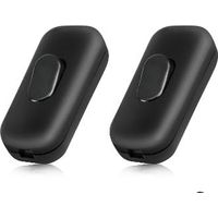 Set of 2 Black Torpedo Light Switches, 6A 250V Bi-Pole Rocker Switches, Suitable for Small Appliances, Desk and Bedside Lamps