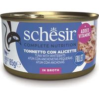 Schesir Atun ccon Anchovetas al Natural - Comida Humeda Completa para Gatos - 85 g
