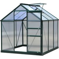 Serre de jardin en polycarbonate 190x192x201 cm protection UV 30+ avec structure renforcée vert foncé pour potager extérieur