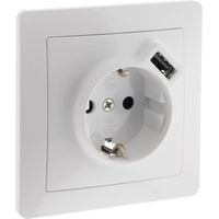 Prise encastrée Schuko + USB A - Blanc - Orys - Zenitech