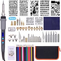 79PCS Wood Burning Tool Kit Professional Pyrography Pen Soldering Iron Set Adjustable Temperature fr