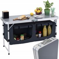 Meuble de cuisine touristique, table de jardin pliante, valise, table de camping