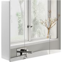 Mueble de Baño con Espejo Mueble de Pared para Baño con 3 Puertas y Estantes Internos Ajustables 70x15x60cm Blanco