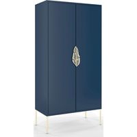Commode Merlin 160 x 40 x 80 cm Bois - Bleu marine et doré