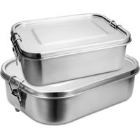 TolleTour 800+1400 ml lunch box in acciaio inox sigillato bento lunch box in metallo per una capacità a prova di perdite con scomparti