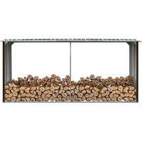 Vidaxl – Abri à bûches en acier galvanisé 330x92x153 cm – Couleur marron – Cadre de sol pour stabilité – Conception inclinée pour évacuation de l'eau