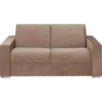 Divano letto 2 posti a ribalta in velluto Beige - Larghezza Materasso 120 cm - Spessore 18 cm - CALITO