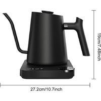 Wakects Bouilloire Électrique Col de Cygne 1200W, 0.9L Contrôle Température et Affichage, Protection Anti-Sèche, pour Café/Thé, Infusions Eau Chaude (Prise UE)