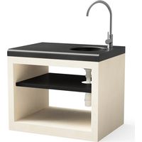 Modulo Barbacoa de Obra con Fregadero Kitaway 84x63x85 cm Base Blanca/Negra para Barbacoa de Jardín Exterior