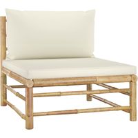 Vidaxl – Canapé de jardin en bambou avec coussins crème – Conception modulaire – Facile à déplacer – Pour terrasse et patio
