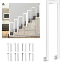 SWANEW 110cm Tubo ellittico a U Bianco Ringhiera in ghisa verniciata a polvere Corrimano Scale Maniglia Tenuta sicura Montaggio laterale