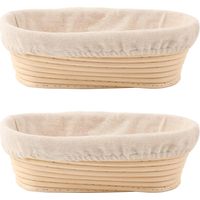 Set di 2 cestini ovali per il pane da 25 cm con rivestimenti, perfetti per la cottura del pane a lievitazione naturale, sia a livello professionale che casalingo.
