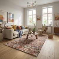 Tapis en laine Mosaik - Tapis en laine - 290x190cm, Rectangular - 100% Laine vierge - Tissé main - Colorée
