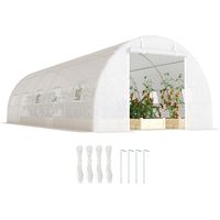 Outsunny Invernadero de Exterior Invernadero de Túnel 8x3x2 m Invernadero de Jardín con 12 Ventanas y Puerta Enrollable para Cultivo Plantas Tomates Verduras Acero y PE 140 g/m² Blanco