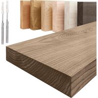 LAMO Manufaktur Étagère murale en bois massif, bord régulier droit, étagère flottante montage INVISIBLE Marron noisette 60cm, LWG-01-A-005-60W
