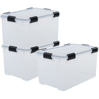 Iris Ohyama Luftdichte Kunststoff-Aufbewahrungsboxen mit Deckel, 70L, 3er-Set, Transparent, Hermetischer wasserdichter Verschluss, Robust Schnappverschlüsse, Stapelbar, Staubschutz, BPA-frei, DDAT-LD