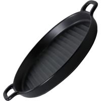 Plaque de cuisson en fonte - Plaque en fonte à poser sur barbecue au charbon de bois/barbecue à gaz et four et cuisinière Teppanyaki, hamburgers, légumes, 24cm