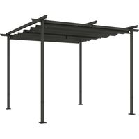 Pergola de jardin 3 x 3 m avec toit rétractable structure en métal pour terrasse gris foncé - PANGIVO