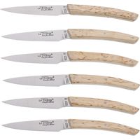 Coffret de 6 couteaux Thiers en acier inoxydable – Manches en bouleau de Norvège – Finition beige élégante – Compatible lave-vaisselle – Jean Dubost