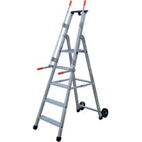 Rollleiter mit 5 Stufen – maximale Arbeitshöhe 3,12 m – Breite 0,50 m – 2 klappbare Griffe - QM-5